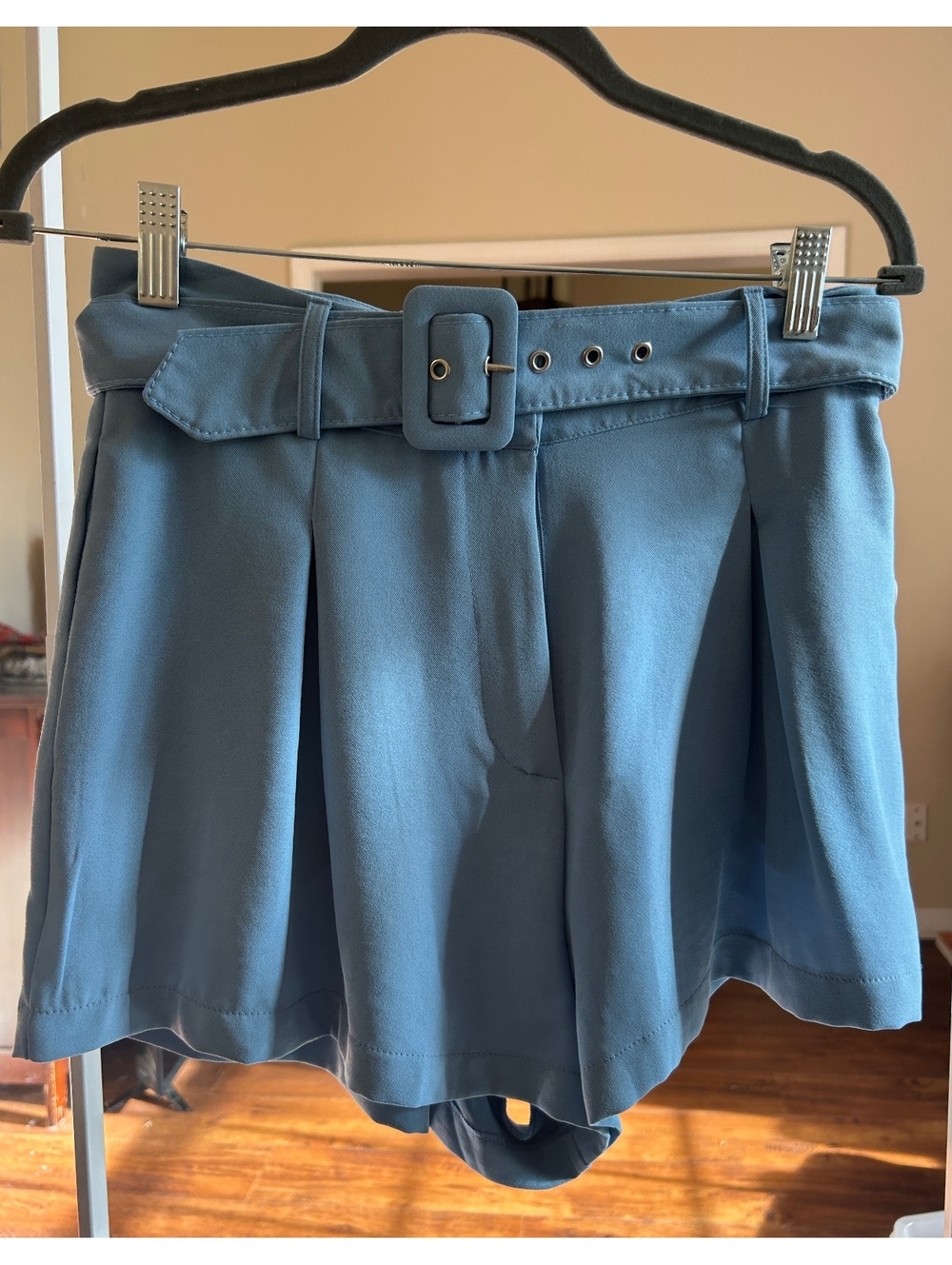 Altar'd State Blue High Waist Belted Shorts Size M